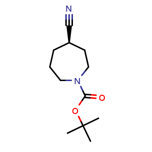 Chemical structure of tert-Butyl (4R)-4-cyanoazepane-1-carboxylate , CAS 2198242-19-0, AChemBlock AD277225