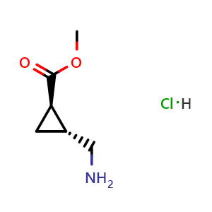 Chemical structure of Methyl trans-2-(aminomethyl)cyclopropanecarboxylate hydrochloride , CAS 132592-84-8, AChemBlock AD277248