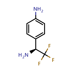 Chemical structure of 4-[(1S)-1-amino-2,2,2-trifluoro-ethyl]aniline , CAS 1213057-20-5, AChemBlock AD277262