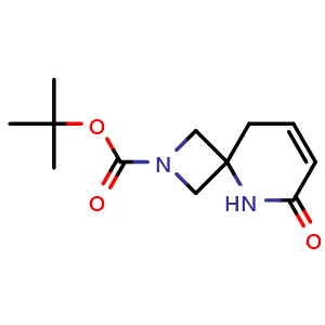 Chemical structure of tert-Butyl 6-oxo-2,5-diazaspiro[3.5]non-7-ene-2-carboxylate , CAS 2923303-43-7, AChemBlock AD277275