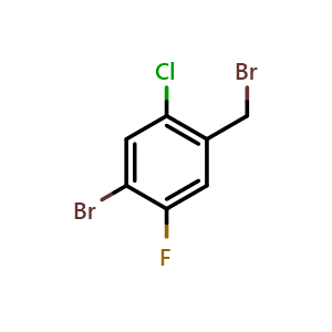 Chemical structure of 1-Bromo-4-(bromomethyl)-5-chloro-2-fluoro-benzene , CAS 1355636-63-3, AChemBlock AD277278