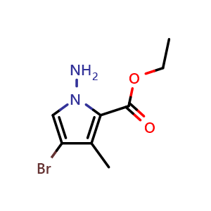 Chemical structure of Ethyl 1-amino-4-bromo-3-methyl-1H-pyrrole-2-carboxylate , CAS 2089320-35-2, AChemBlock AD277279