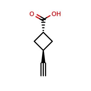 Chemical structure of trans-3-ethynylcyclobutanecarboxylic acid , CAS 163634-23-9, AChemBlock AD277282