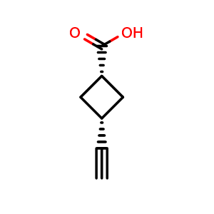 Chemical structure of cis-3-ethynylcyclobutanecarboxylic acid , CAS 163634-22-8, AChemBlock AD277283