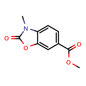 Chemical structure of Methyl 3-methyl-2-oxo-1,3-benzoxazole-6-carboxylate , CAS 140934-96-9, AChemBlock AD277284