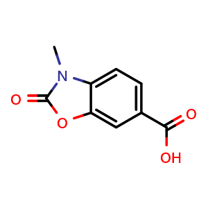 Chemical structure of 3-Methyl-2-oxo-1,3-benzoxazole-6-carboxylic acid , CAS 140934-94-7, AChemBlock AD277285