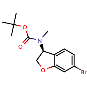 Chemical structure of tert-Butyl N-[(3S)-6-bromo-2,3-dihydrobenzofuran-3-yl]-N-methyl-carbamate , CAS 2814522-62-6, AChemBlock AD277288