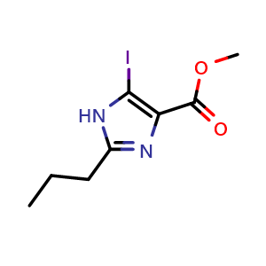 Chemical structure of Methyl 5-iodo-2-propyl-1H-imidazole-4-carboxylate , CAS 150097-91-9, AChemBlock AD277289