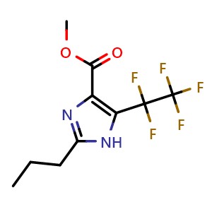 Chemical structure of Methyl 5-(1,1,2,2,2-pentafluoroethyl)-2-propyl-1H-imidazole-4-carboxylate , CAS 150097-92-0, AChemBlock AD277290