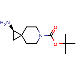 Chemical structure of tert-Butyl (2R)-2-amino-6-azaspiro[2.5]octane-6-carboxylate , CAS 2969618-24-2, AChemBlock AD277301