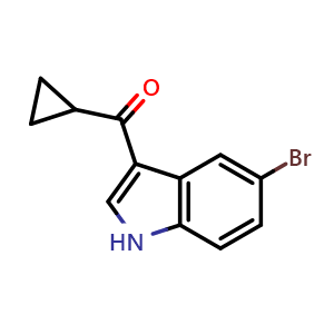 Chemical structure of (5-Bromo-1H-indol-3-yl)-cyclopropyl-methanone , CAS 1094557-67-1, AChemBlock AD277306