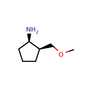 Chemical structure of rel-(1R,2S)-2-(methoxymethyl)cyclopentanamine , CAS 2716849-06-6, AChemBlock AD277316