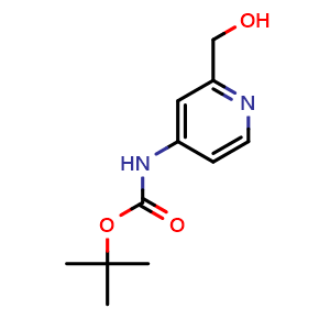 Chemical structure of tert-Butyl N-[2-(hydroxymethyl)-4-pyridyl]carbamate , CAS 2052294-37-6, AChemBlock AD277327