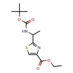 Chemical structure of Ethyl 2-[1-(tert-Butoxycarbonylamino)ethyl]thiazole-4-carboxylate , CAS 96929-06-5, AChemBlock AD277334
