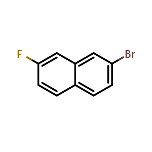 Chemical structure of 2-Bromo-7-fluoro-naphthalene , CAS 627527-30-4, AChemBlock AD277338