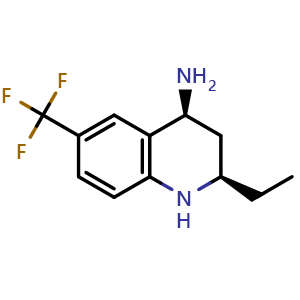 Chemical structure of (2R,4S)-2-Ethyl-6-(trifluoromethyl)-1,2,3,4-tetrahydroquinolin-4-amine , CAS 934274-23-4, AChemBlock AD277342