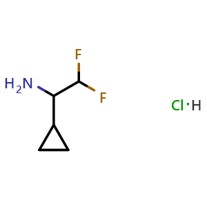 Chemical structure of 1-cyclopropyl-2,2-difluoro-ethanamine hydrochloride , CAS 1160756-86-4, AChemBlock AD277351