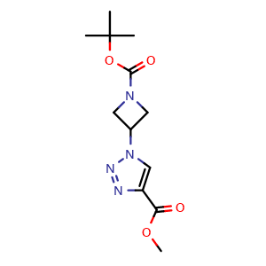 Chemical structure of methyl 1-{1-[(tert-Butoxy)carbonyl]azetidin-3-yl}-1H-1,2,3-triazole-4-carboxylate , CAS 1306604-14-7, AChemBlock AD277353
