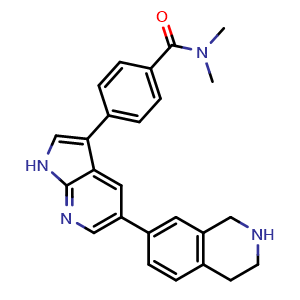 Chemical structure of N,N-dimethyl-4-[5-(1,2,3,4-tetrahydroisoquinolin-7-yl)-1H-pyrrolo[2,3-b]pyridin-3-yl]benzamide , CAS 2426761-87-5, AChemBlock AD277365