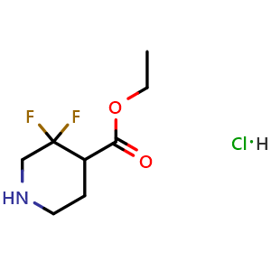 Chemical structure of Ethyl 3,3-difluoropiperidine-4-carboxylate hydrochloride , CAS 1780707-46-1, AChemBlock AD277366