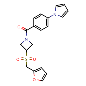 Chemical structure of [3-(2-furylmethylsulfonyl)azetidin-1-yl]-(4-pyrrol-1-ylphenyl)methanone , CAS 1797317-43-1, AChemBlock AD277376