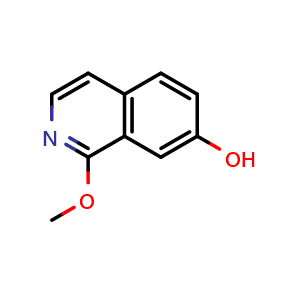 Chemical structure of 1-methoxyisoquinolin-7-ol , CAS 1779893-52-5, AChemBlock AD277389