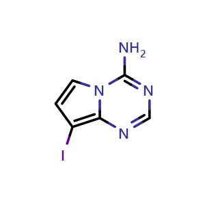 Chemical structure of 8-Iodopyrrolo[1,2-a][1,3,5]triazin-4-amine , CAS 2906940-38-1, AChemBlock AD277396