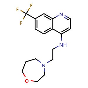 Chemical structure of N-[2-(1,4-oxazepan-4-yl)ethyl]-7-(trifluoromethyl)quinolin-4-amine , CAS 2212250-46-7, AChemBlock AD277399