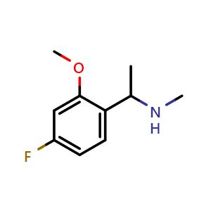 Chemical structure of 1-(4-fluoro-2-methoxy-phenyl)-N-methyl-ethanamine , CAS 1344107-12-5, AChemBlock AD277401