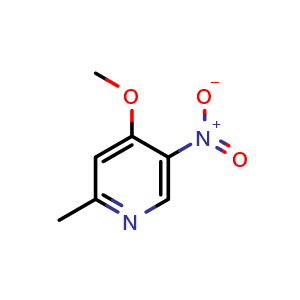 Chemical structure of 4-methoxy-2-methyl-5-nitro-pyridine , CAS 789474-20-0, AChemBlock AD277403