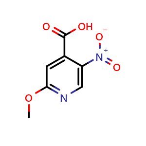 Chemical structure of 2-methoxy-5-nitro-pyridine-4-carboxylic acid , CAS 1699482-82-0, AChemBlock AD277406