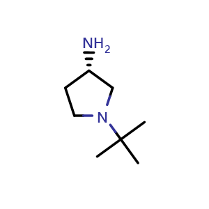 Chemical structure of (3S)-1-tert-butylpyrrolidin-3-amine , CAS 348165-30-0, AChemBlock AD277410