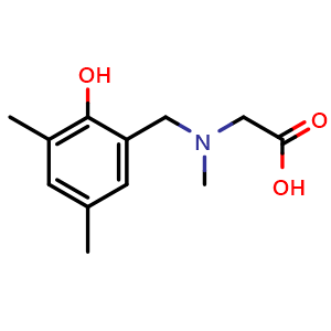 Chemical structure of 2-[(2-hydroxy-3,5-dimethyl-phenyl)methyl-methyl-amino]acetic acid , CAS 58035-74-8, AChemBlock AD277412