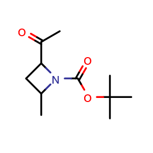 Chemical structure of tert-butyl 2-acetyl-4-methyl-azetidine-1-carboxylate , CAS 2839043-52-4, AChemBlock AD277417