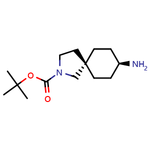 Chemical structure of tert-butyl trans-8-amino-2-azaspiro[4.5]decane-2-carboxylate , CAS 1932162-73-6, AChemBlock AD277421