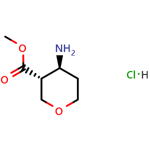 Chemical structure of methyl trans-4-aminotetrahydropyran-3-carboxylate hydrochloride , CAS 2305079-45-0, AChemBlock AD277423