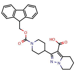 Chemical structure of 2-[1-(9H-fluoren-9-ylmethoxycarbonyl)-4-piperidyl]-4,5,6,7-tetrahydropyrazolo[1,5-a]pyridine-3-carboxylic acid , CAS 2706303-00-4, AChemBlock AD277426