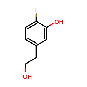 Chemical structure of 2-fluoro-5-(2-hydroxyethyl)phenol , CAS 1160178-23-3, AChemBlock AD277427