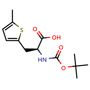 Chemical structure of (2S)-2-(tert-Butoxycarbonylamino)-3-(5-methyl-2-thienyl)propanoic acid , CAS 190319-96-1, AChemBlock AD277430
