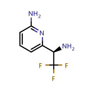 Chemical structure of 6-[(1R)-1-amino-2,2,2-trifluoro-ethyl]pyridin-2-amine , CAS 1212879-41-8, AChemBlock AD277431