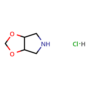 Chemical structure of 4,5,6,6a-tetrahydro-3aH-[1,3]dioxolo[4,5-c]pyrrole hydrochloride , CAS 612501-79-8, AChemBlock AD277432