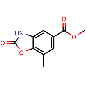 Chemical structure of Methyl 7-methyl-2-oxo-3H-1,3-benzoxazole-5-carboxylate , CAS 2113085-63-3, AChemBlock AD277436
