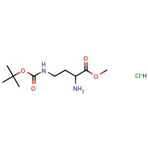 Chemical structure of Methyl 2-amino-4-(tert-butoxycarbonylamino)butanoate hydrochloride , CAS 2413994-43-9, AChemBlock AD277437