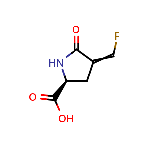 Chemical structure of (2S)-4-(fluoromethylene)-5-oxo-pyrrolidine-2-carboxylic acid , CAS 728034-35-3, AChemBlock AD277439