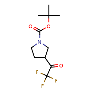 Chemical structure of tert-butyl 3-(2,2,2-trifluoroacetyl)pyrrolidine-1-carboxylate , CAS 1159981-92-6, AChemBlock AD277442