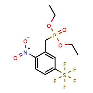 Chemical structure of [3-(diethoxyphosphorylmethyl)-4-nitro-phenyl]-pentafluoro-sulfane , CAS 1309569-28-5, AChemBlock AD277443