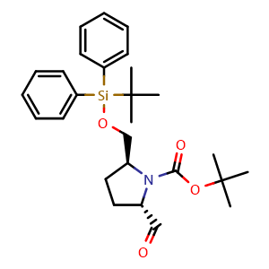 Chemical structure of tert-Butyl (2S,5S)-2-[[tert-Butyl(diphenyl)silyl]oxymethyl]-5-formyl-pyrrolidine-1-carboxylate , CAS 192389-28-9, AChemBlock AD277445
