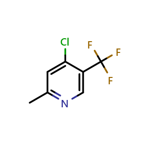 Chemical structure of 4-chloro-2-methyl-5-(trifluoromethyl)pyridine , CAS 2167447-92-7, AChemBlock AD277450