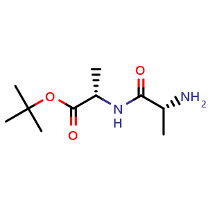 Chemical structure of tert-butyl (2S)-2-[[(2R)-2-aminopropanoyl]amino]propanoate , CAS 2154605-83-9, AChemBlock AD277456