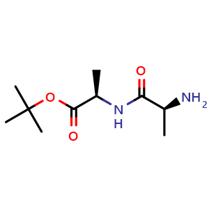 Chemical structure of tert-Butyl (2R)-2-[[(2S)-2-aminopropanoyl]amino]propanoate , CAS 1884276-52-1, AChemBlock AD277457